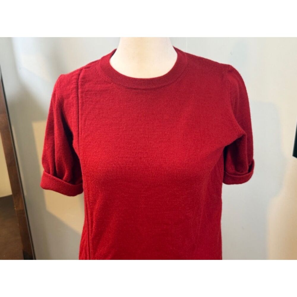 Love Moschino Red Knit Sweater Dress‎ Short Sleeve Ruched Hem Approx Small Party - Picture 2 of 7